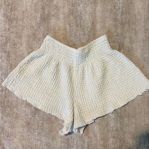 Zara Cream High Waist Textured Shorts